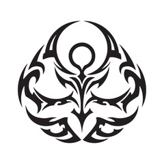 Mystic Wiccan Symbol with Tribal Tattoo Elements for Apparel Des