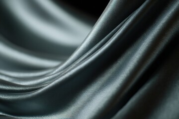 Closeup View Of Draped Gray Satin Fabric