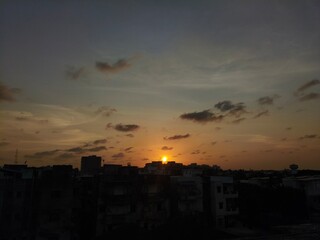 sunset over the city