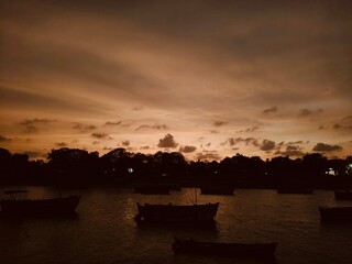 sunset over the river