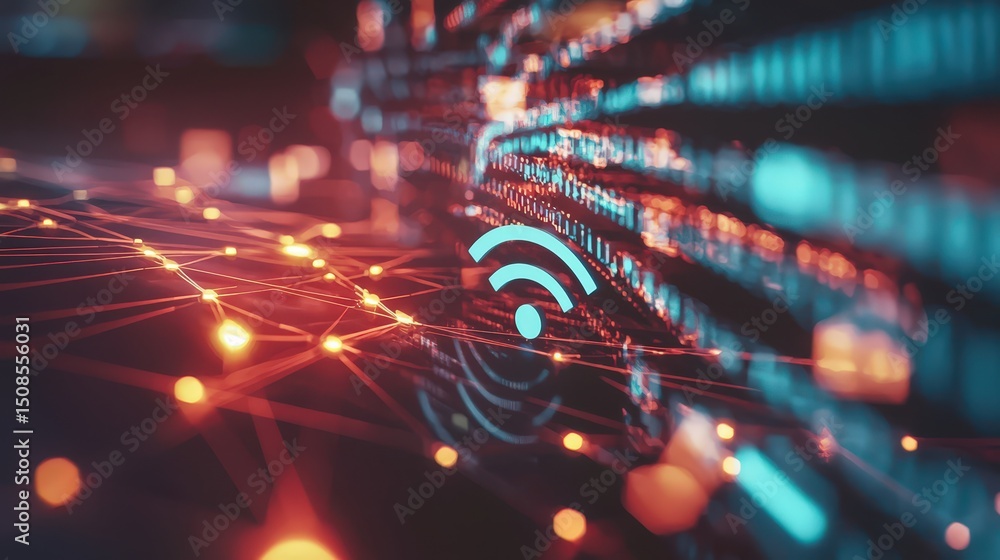 Poster dynamic wireless connectivity digital space visual data network high-tech environment abstract viewp
