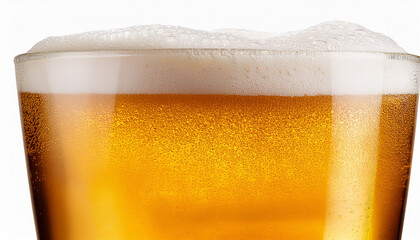 a glass of beer with foam isolated on transparent background
