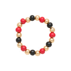 Stretch ring with red black and gold beads fashion accessory photography. Please see some similar pictures from my portfolio