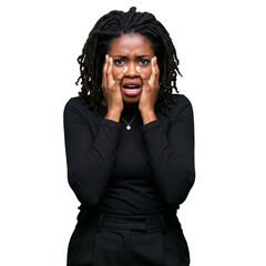 Black Woman with Dreadlocks Showing Fear - Shocked