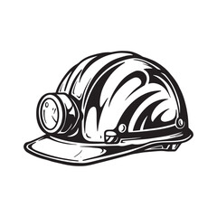 Intricate Mining Helmet Vector Graphic with Tribal Tattoo Elemen