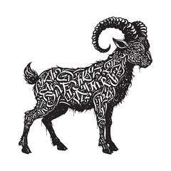 Stylized Faun Vector Art with Calligraphic Elements for Merchand