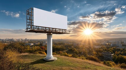 Empty billboard sunset city view