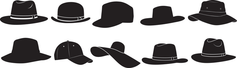 Hats silhouette vector illustration