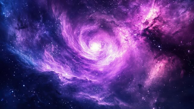 A stunning galaxy swirl in deep purple tones, evoking wonder and beauty in the vastness of space.