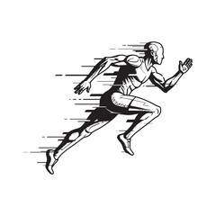 Cyberpunk style track and field icon for merchandise and apparel