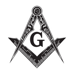 Intricate Freemason Emblem, Tribal Tattoo Style Vector Art for M