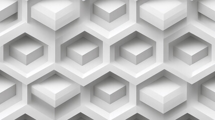 Obraz premium isometric 3D tiles, geometric pattern, white matte texture, clean modern look, symmetry