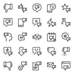 Outline icons set for Thumbs down