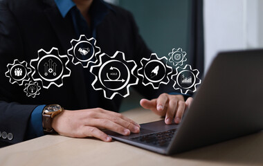 Agile software development or project management using kanban or scrum method boards, processes,...