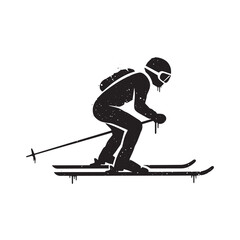 Dynamic Skiing Silhouette with Dripping Paint Effect for Apparel