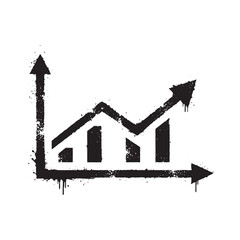 Grunge Economic Indicator Graph with Stencil Dripping Paint Effe
