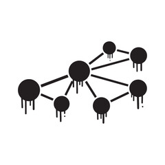 Computer Network Icon with Dripping Paint Stencil Effect Illustr