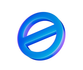A glowing blue prohibition icon with a diagonal bar, symbolizing restriction. 3d illustration