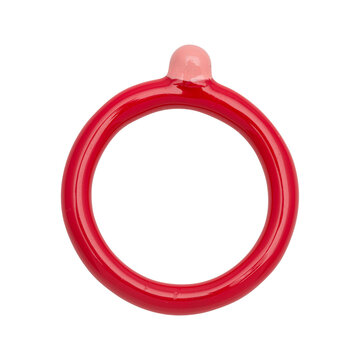 Red silicone cock ring for male enhancement and pleasure on white background. Please see some similar pictures from my portfolio