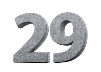 Concrete Number Twenty Nine 29 Digit Made Of Grey Concrete Stone White 3d Illustration