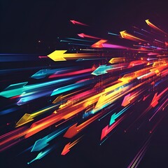 Dynamic arrows racing through a futuristic motion landscape.

