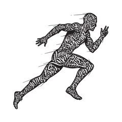 Dynamic Track and Field Athlete Vector Illustration with Graffit