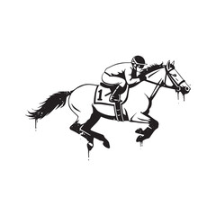 Fototapeta premium Dynamic horse racing stencil vector art perfect for apparel prin
