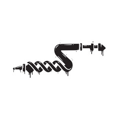 Striking plumbing snake vector illustration with dripping paint