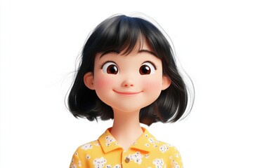 Asian cute woman illustration smile happy.