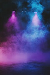 Naklejka premium Neon smoke effect with spotlights