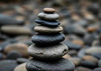 Stone Stack Cairn Balancing Rocks, Zen, Meditation, Nature's Balance, Wellbeing, Mindfulness, Pebble Art