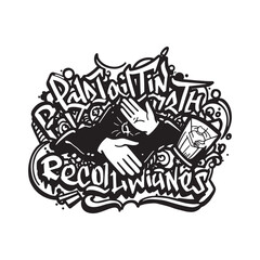 Reconciliation graphic with graffiti elements for apparel print