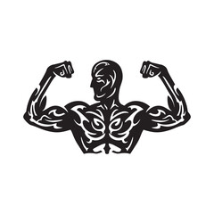 Bold Strength, Tribal Tattoo Inspired Muscular Icon for Apparel