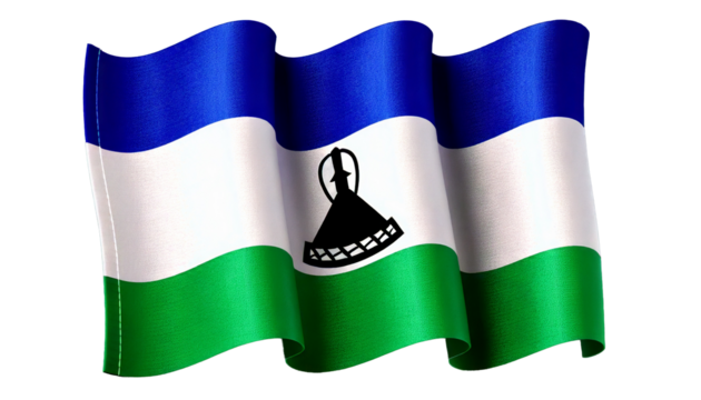 national flag of Kingdom of Lesotho in the original size,colours and withe background png