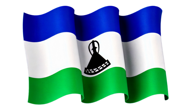 national flag of Kingdom of Lesotho in the original size,colours and withe background png