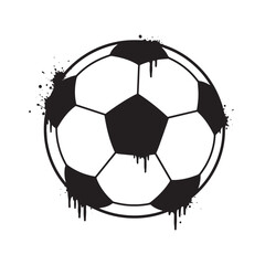 Dynamic Soccer Ball Icon with Dripping Paint Effect for Apparel