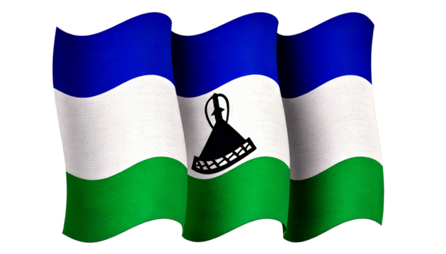 national flag of Kingdom of Lesotho in the original size,colours and withe background png