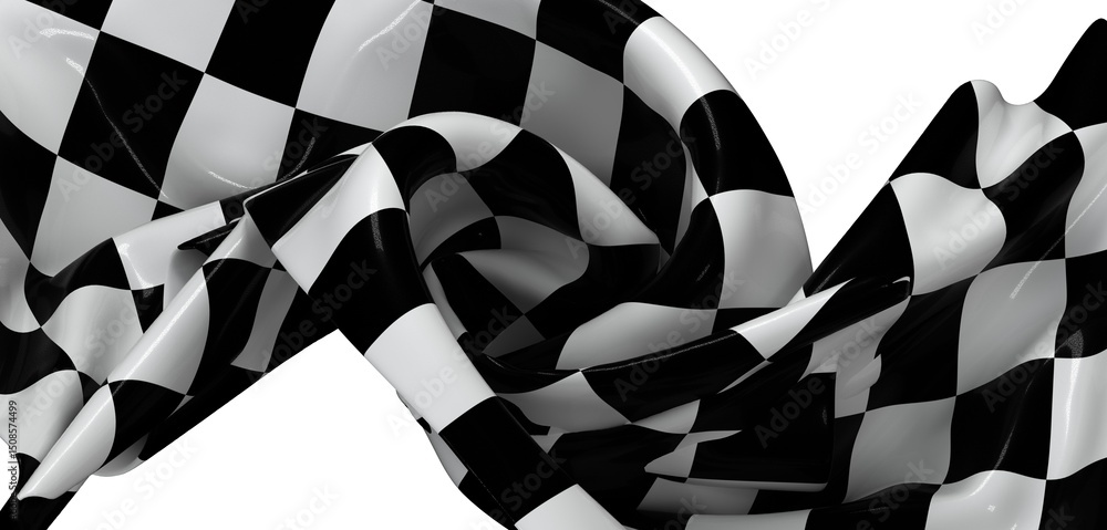 Poster high-res image of a black and white checkered flag, perfect for racing themes.