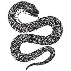 Black and White Vector Serpent Icon with Graffiti Tags Design Pr