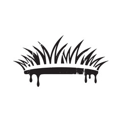 Monochrome grass icon with dripping stencil paint design for app