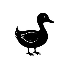 Duck in Flight Silhouette Vector