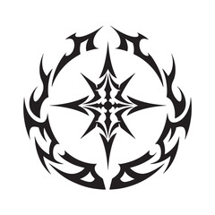 The Seal of Solomon icon with tribal tattoo art style, black and