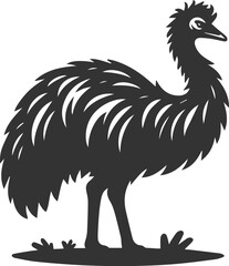 Wild bird silhouette of a emu vector drawing