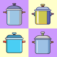 Pressure Cooker Flat Illustration Simple Kitchen Appliance Vector in Flat Style