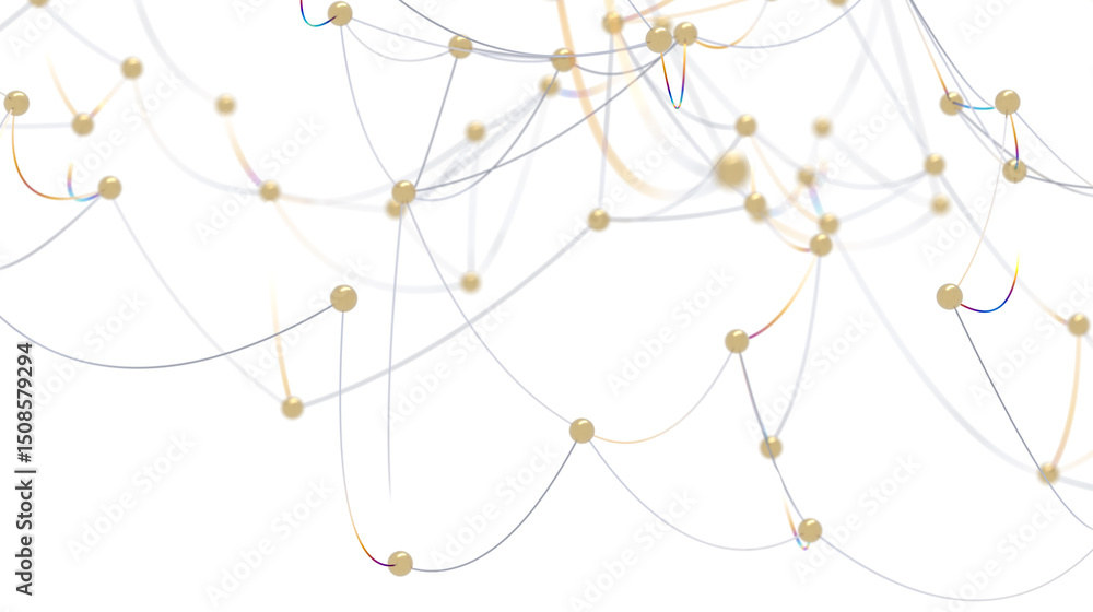 Poster abstract network with golden spheres