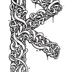Detailed Rune Symbol with Graffiti Elements for Apparel and Merc