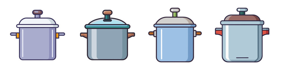 Pressure Cooker Flat Illustration Simple Kitchen Appliance Vector in Flat Style