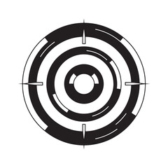 Futuristic Cyberpunk Target Icon, Sleek Black and White Vector D