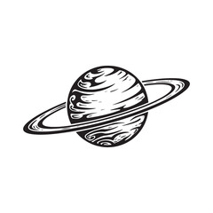 Striking Saturn Illustration, Tribal Tattoo Style for Modern Mer