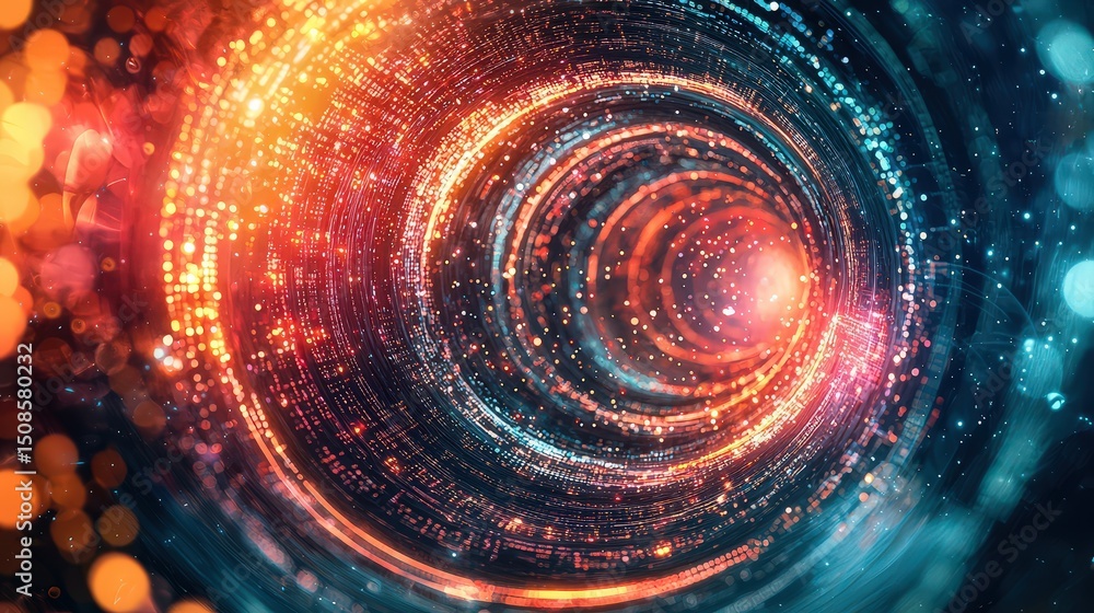 Poster dynamic light swirls abstract universe digital artwork cosmic environment close-up view energy flow 